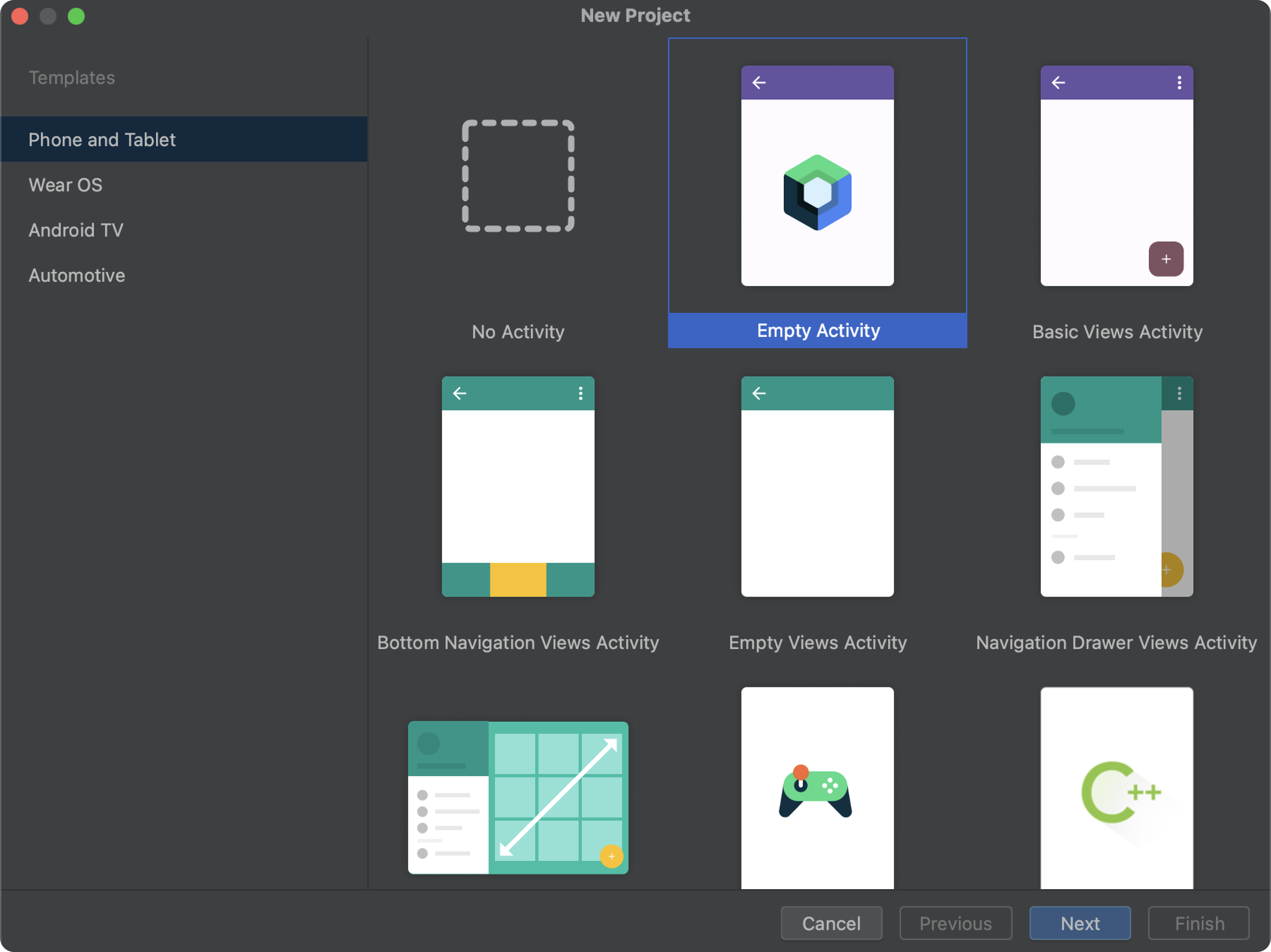 Tạo dự án Compose mới trong Android Studio