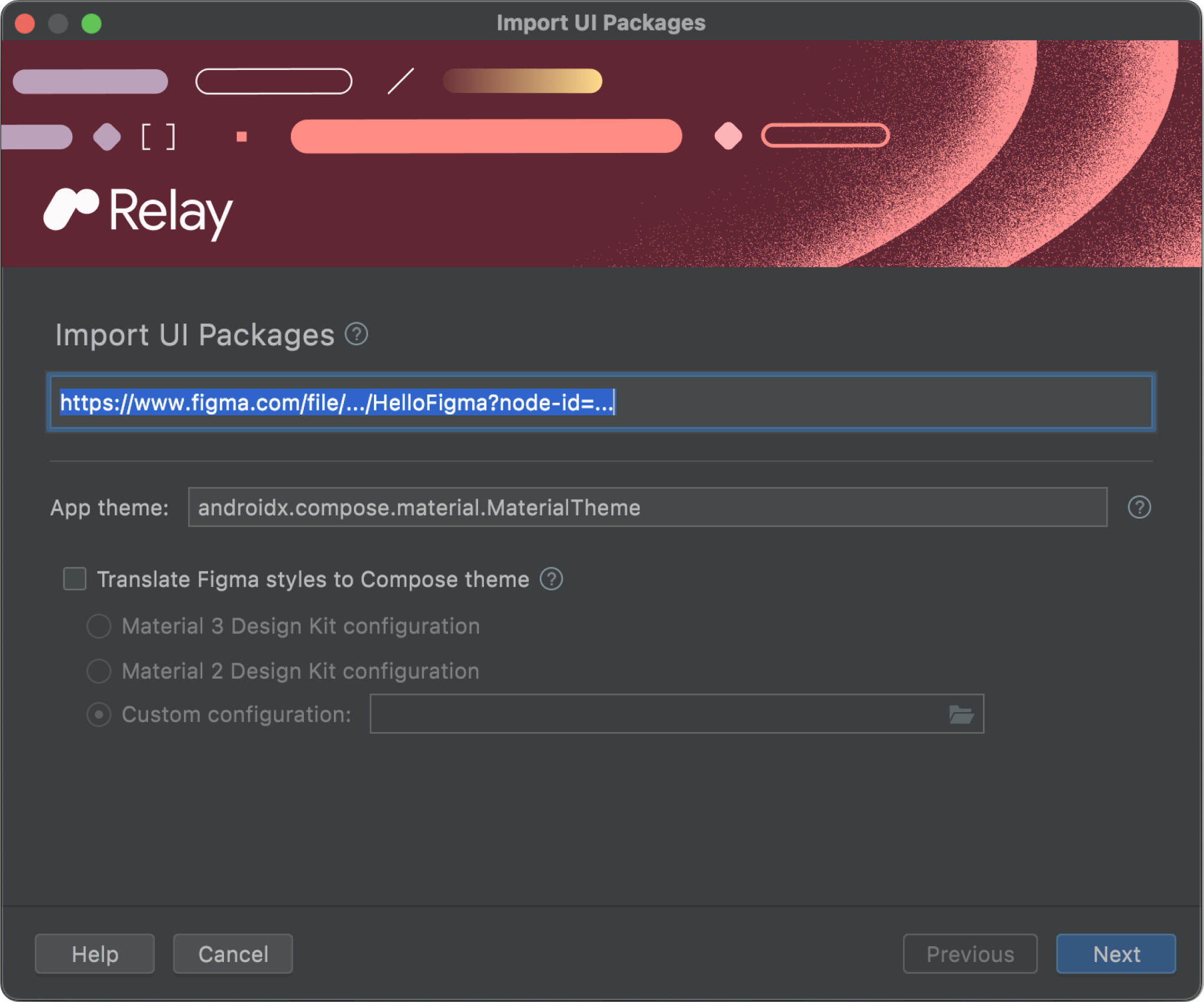 Import UI Package dialog