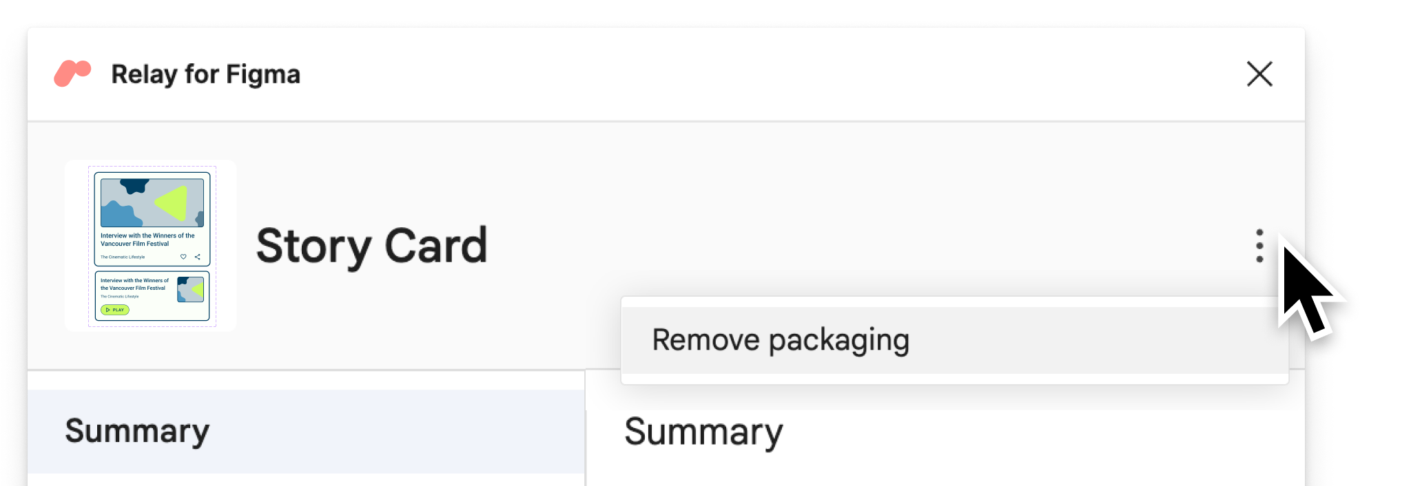 Opção &quot;Remove packaging&quot; no plug-in