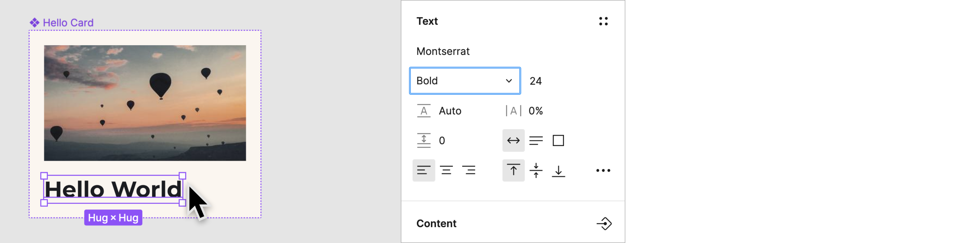 Testo del titolo selezionato e in grassetto in Figma