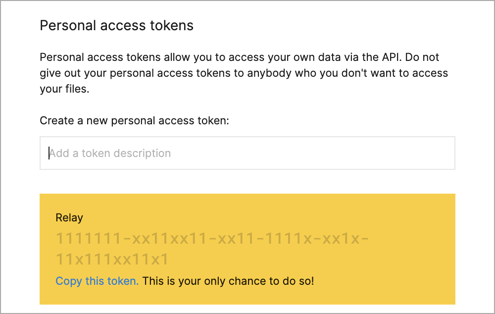 Token akses pribadi di setelan