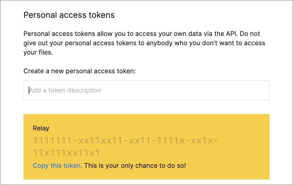 설정의 Personal access tokens