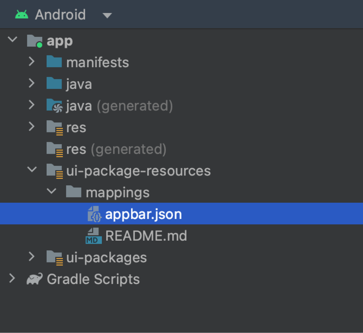 Mapping file in the project
view