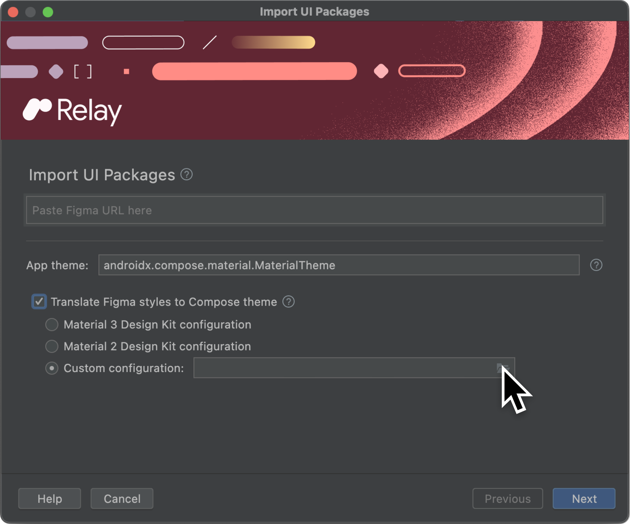 Import UI Package dialog