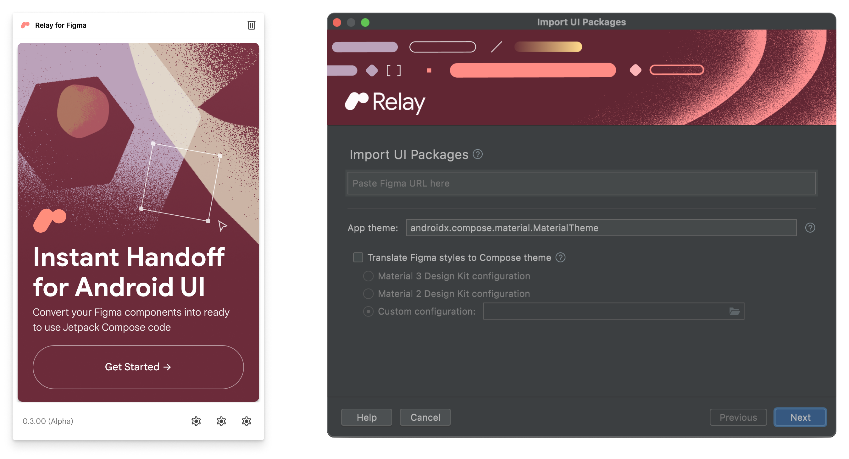 Relay for Figma e Relay per Android Studio