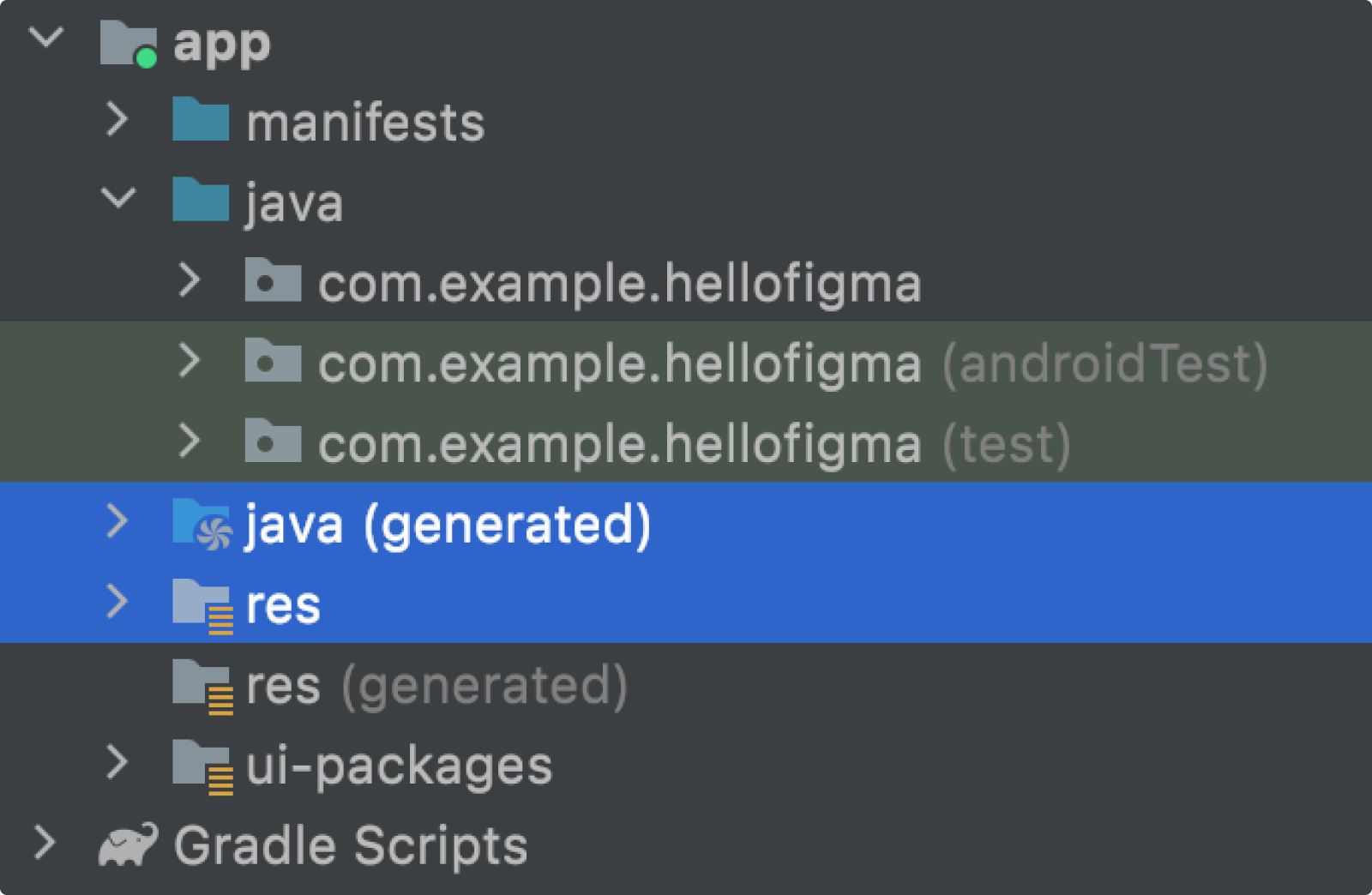 Ordner, die generierte Dateien in Android Studio enthalten