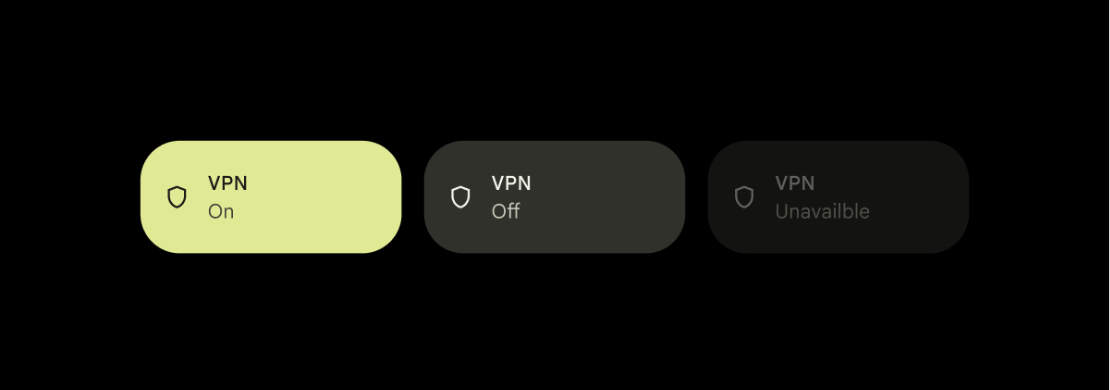 Bloco de VPN colorido para refletir os estados dos objetos