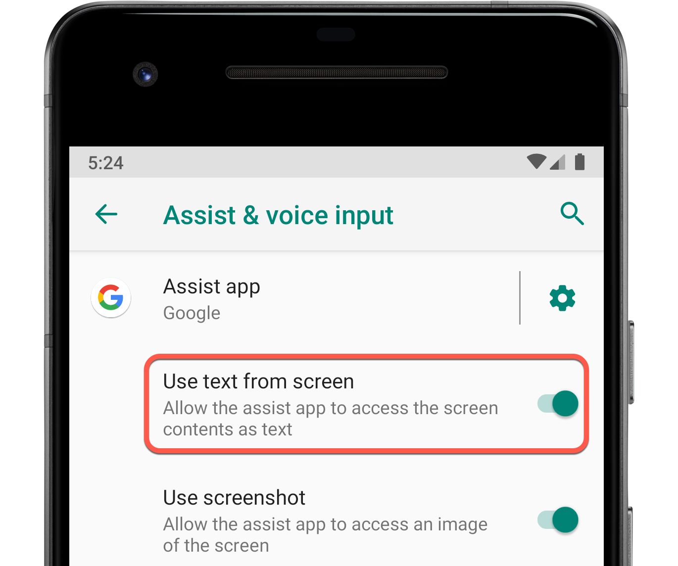 Aby wywoływanie aplikacji na pierwszym planie mogło działać, w ustawieniach urządzenia użytkownicy muszą włączyć opcję „Używaj tekstu na ekranie”.