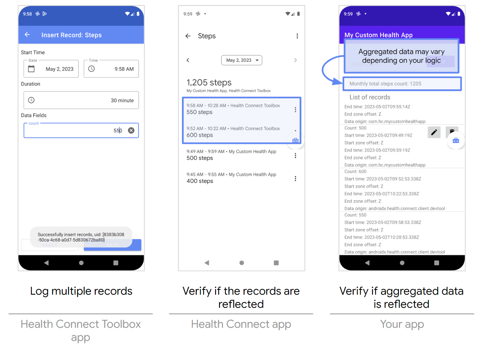 Membaca data gabungan dari aplikasi Anda