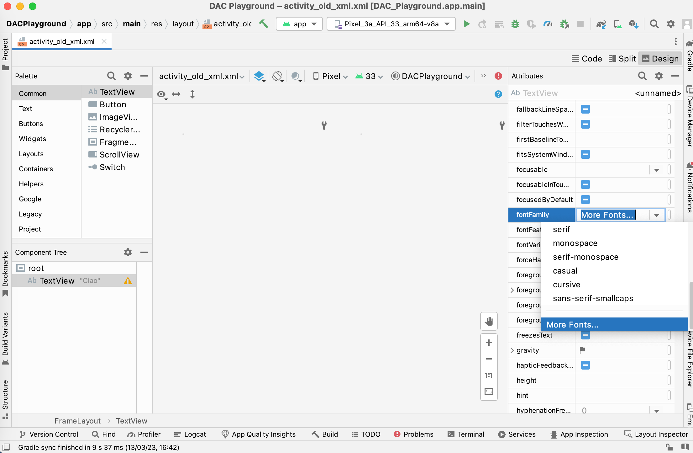 An image showing Android Studio Layout Editor