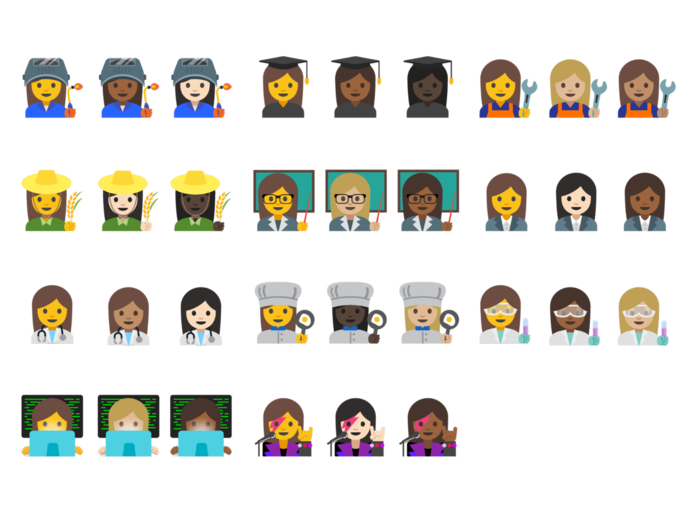 Colección de nuevos emojis de mujeres profesionales en varios tonos de piel