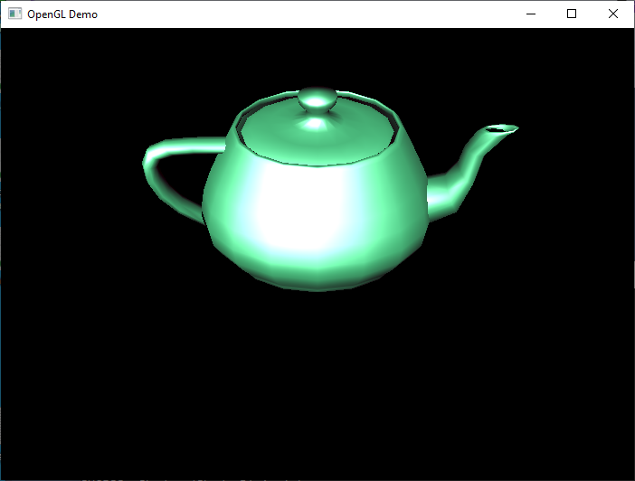 Captura de pantalla de la muestra de Teapot que se ejecuta en Windows