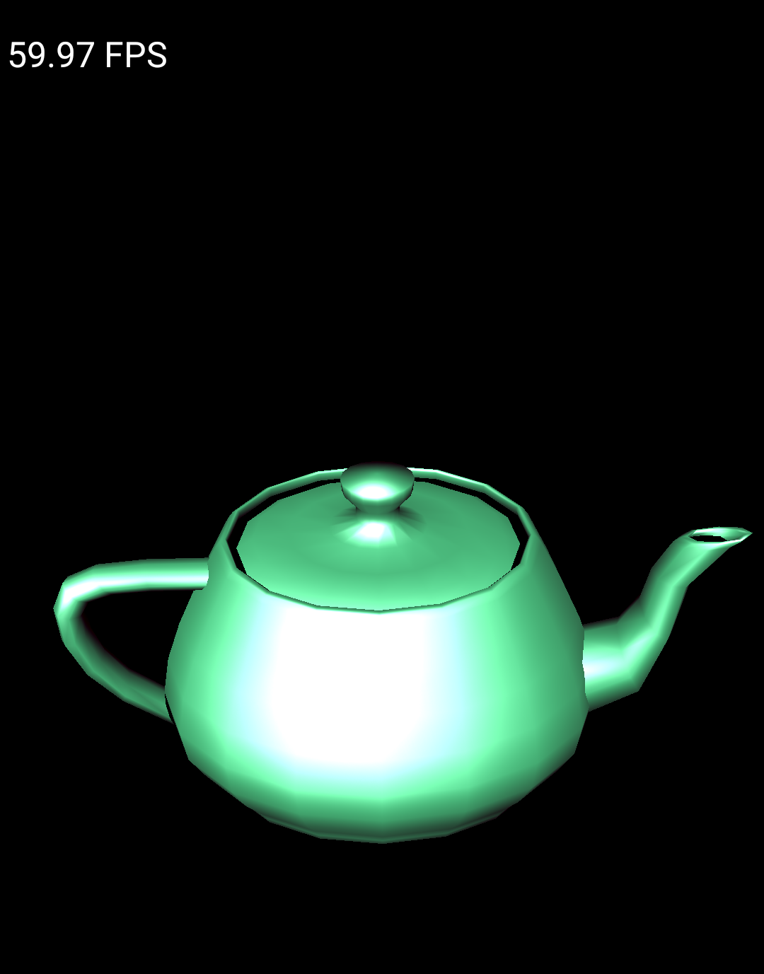 에뮬레이터에서 실행되는 Teapot 샘플