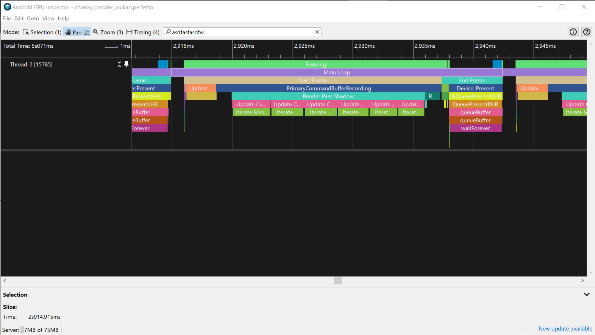 Captura de pantalla de las secciones de ATrace que se muestran en un segmento de CPU.