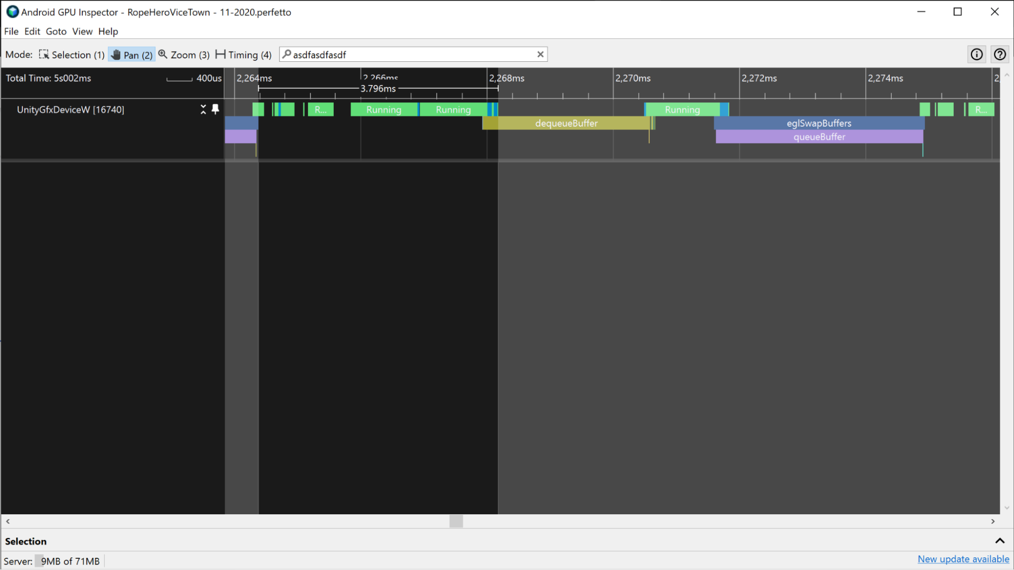 A screenshot of two periods of CPU time that can be used to measure the active CPU time.