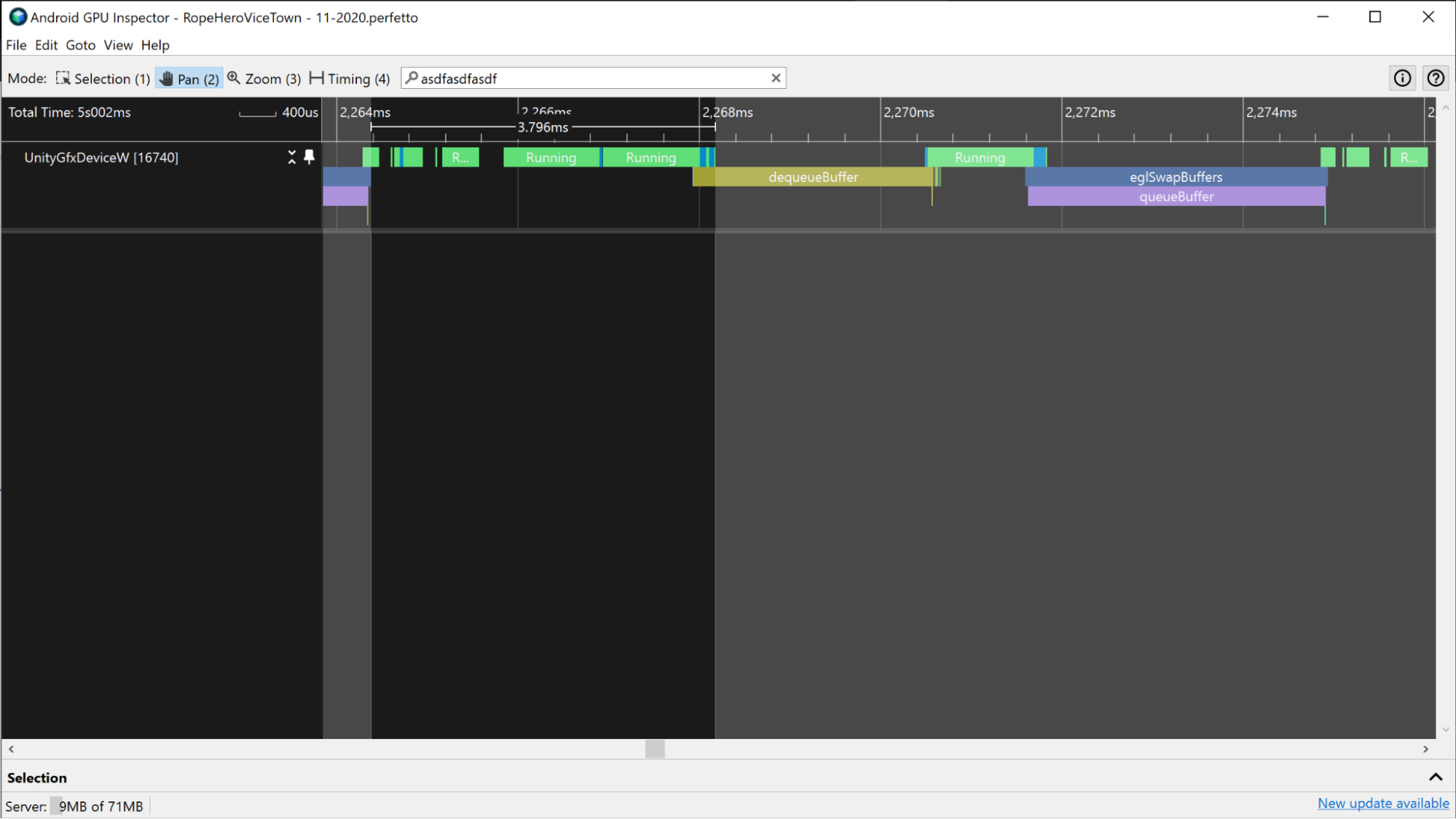 Una captura de pantalla de dos períodos de tiempo de CPU que se pueden usar para medir el tiempo de CPU activo.