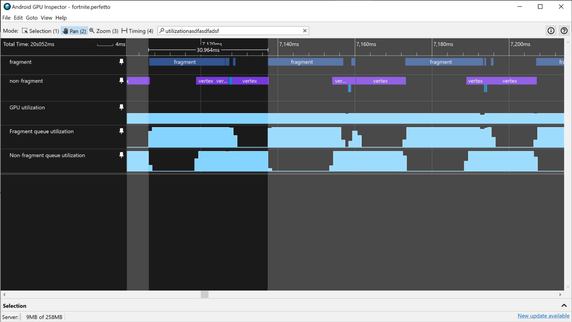 Captura de pantalla de segmentos de fragmento y no de fragmento.