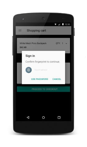 Dispositivo mobile che mostra la funzionalità di autenticazione con impronta digitale
