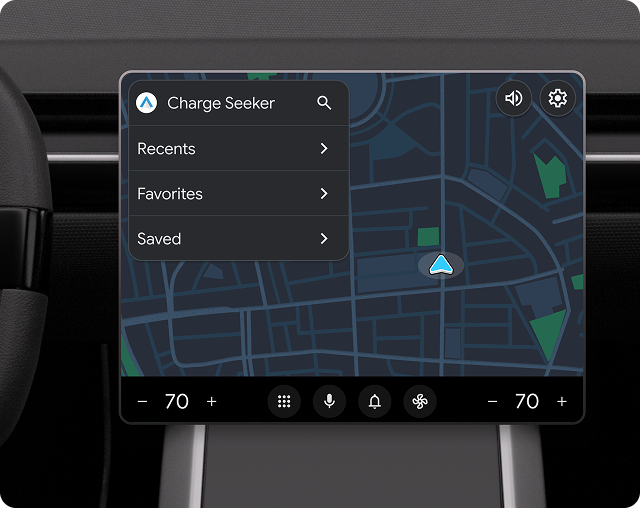 Bande d&#39;actions incluant les boutons de volume et de paramètres