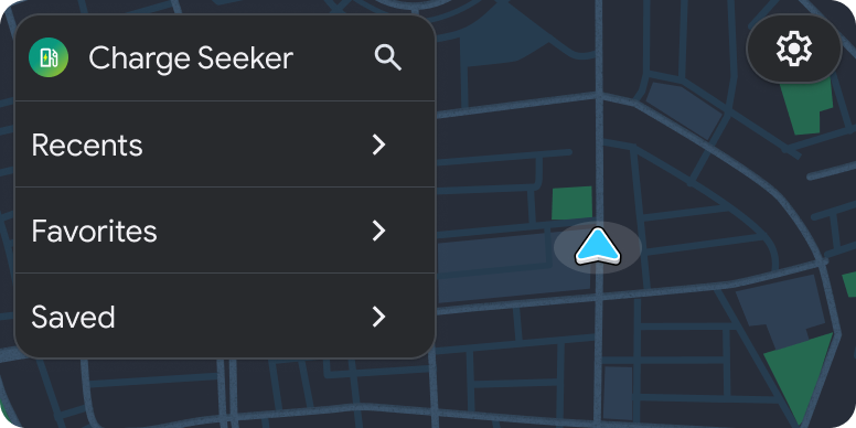 Modèle de liste de lieux avec les listes &quot;Récents&quot;, &quot;Favoris&quot; et &quot;Enregistrés&quot;