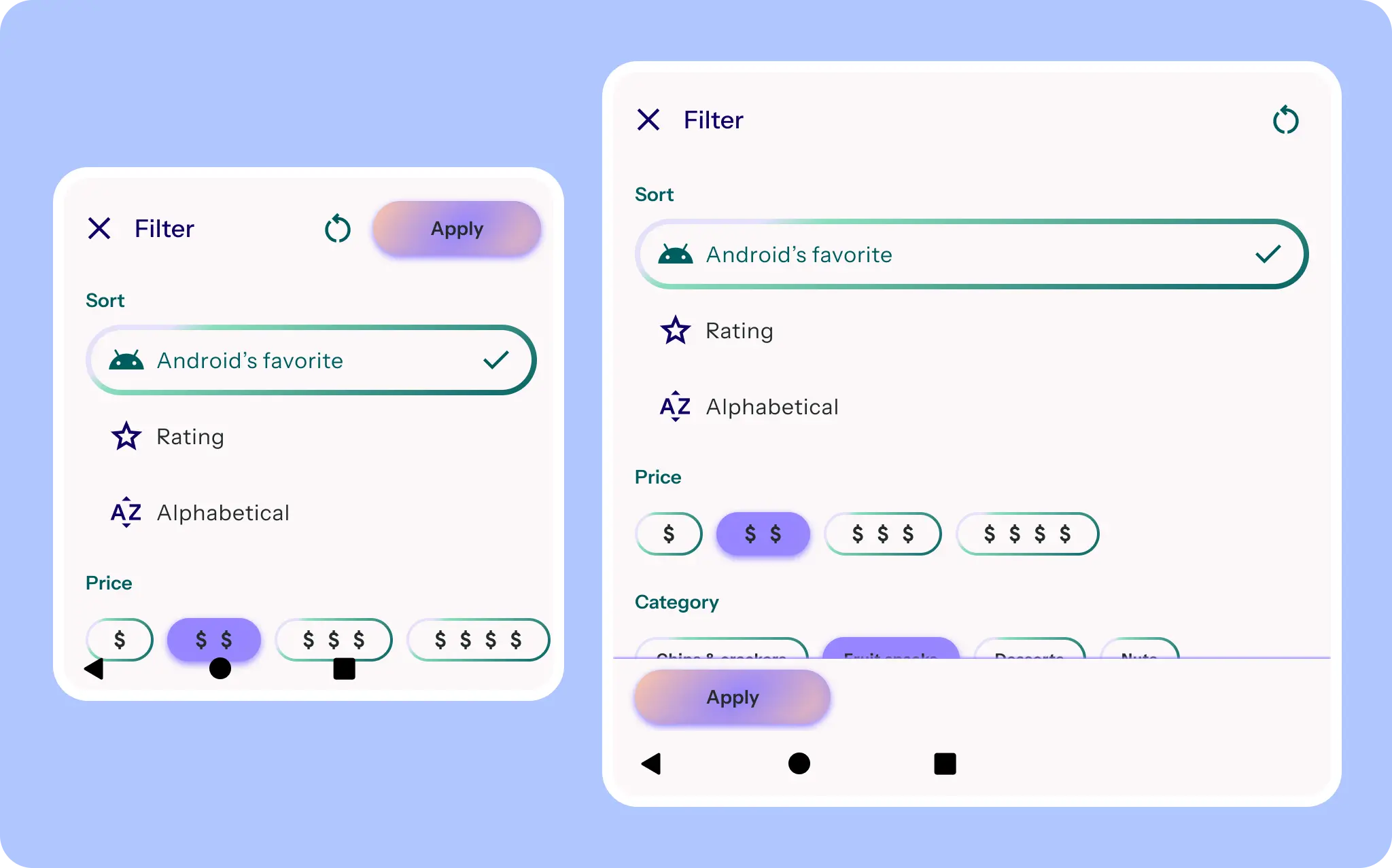 Layout changes and component change