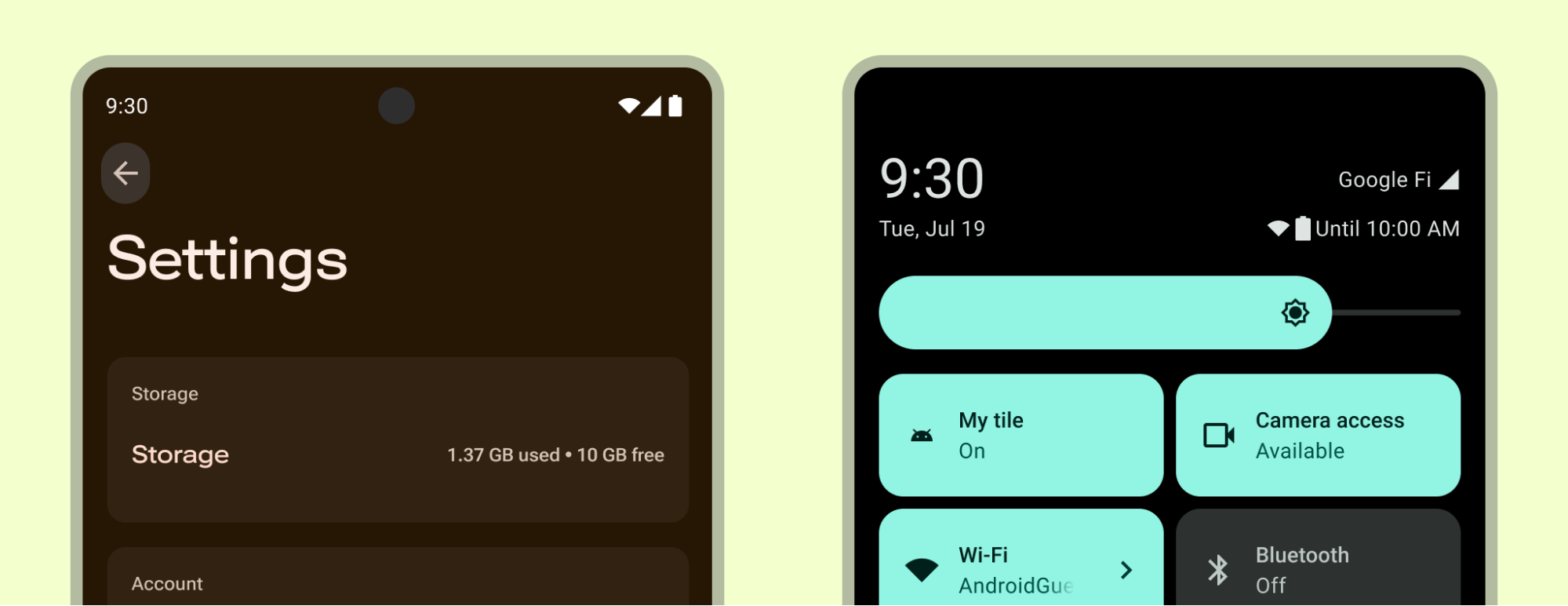 Tela de configurações do dispositivo móvel