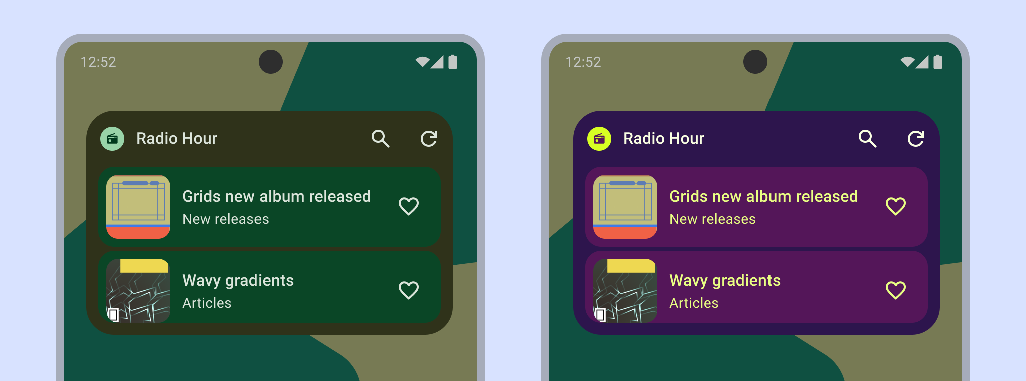 Widgets mit dynamischer Themendarstellung