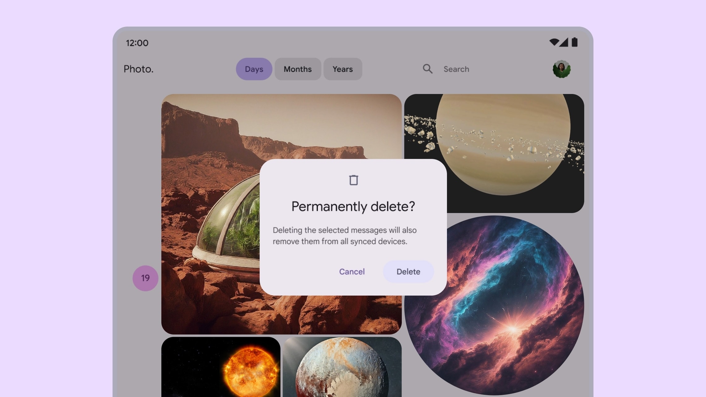 Okno dialogowe Material Design w aplikacji na duży ekran