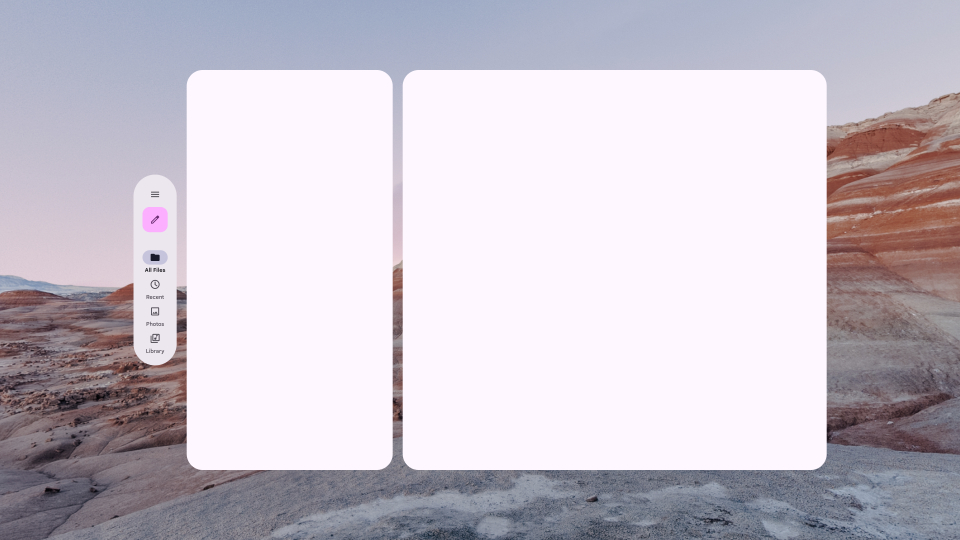 یک ریل ناوبری فضایی از Material Design به طور کامل فضا