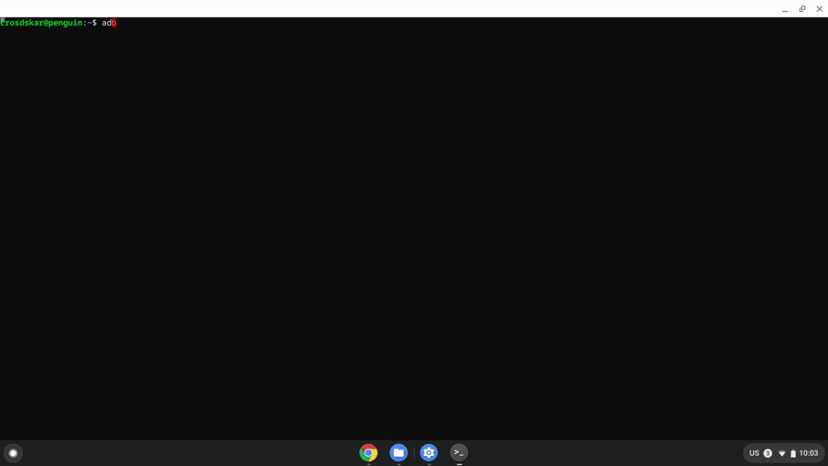 Connecting to a Chromebook and installing an APK via the terminal.