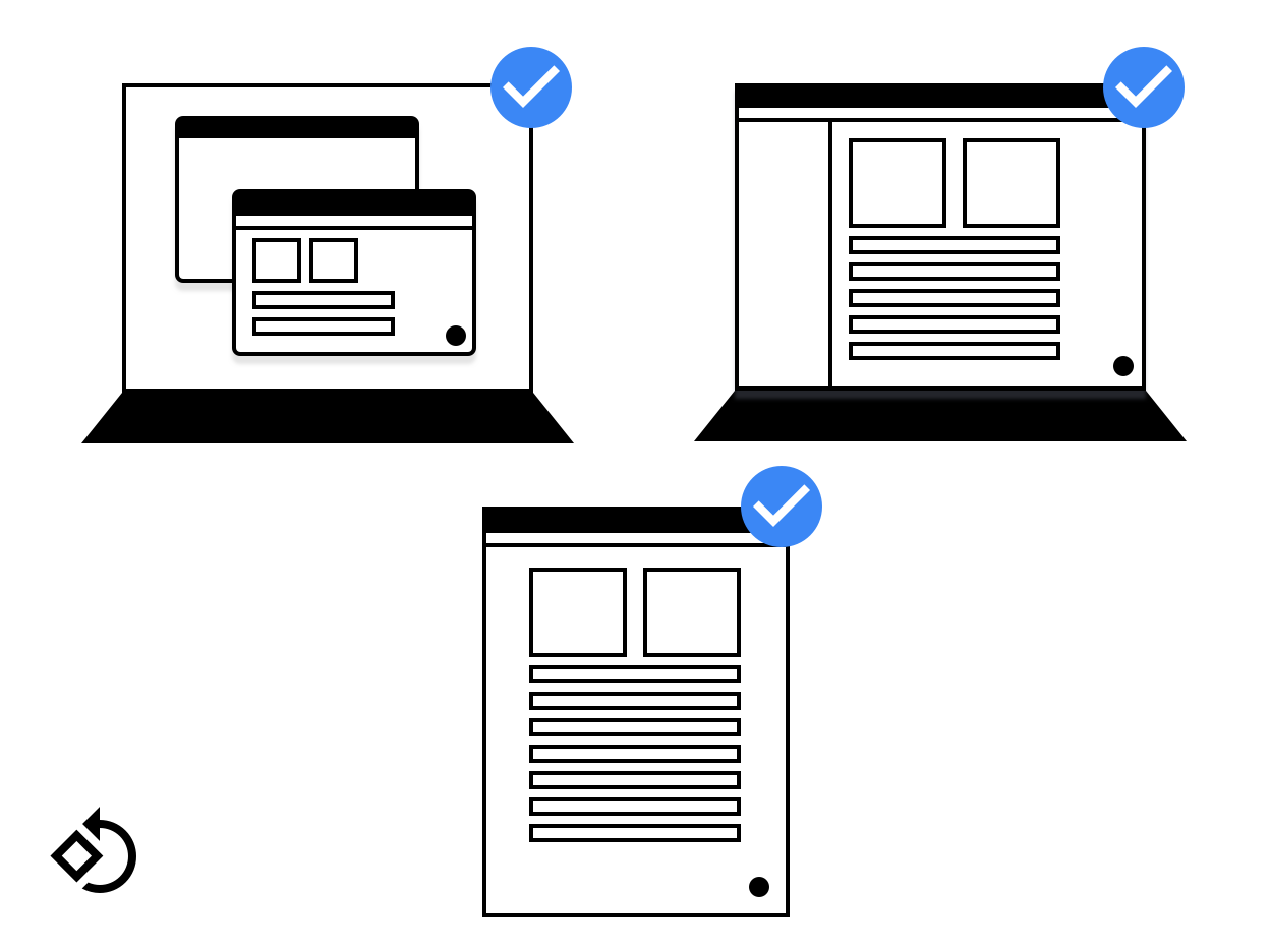 An app window on different devices.