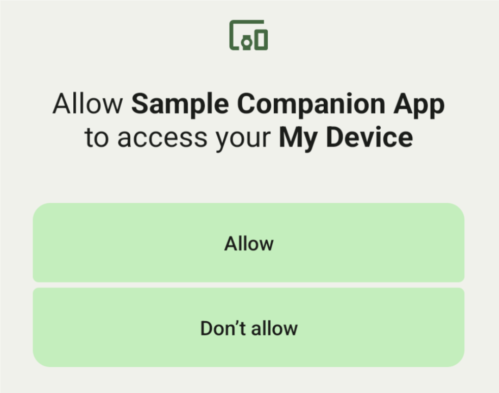 The Companion Device Pairing screen, limited to a single pairing option with no profile.