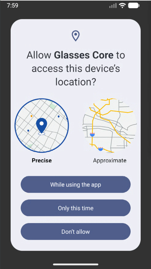 Accept the permissions request from the app.