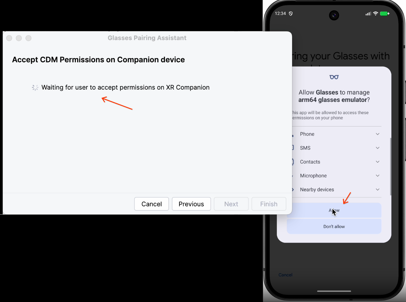 L&#39;assistente all&#39;accoppiamento utilizza l&#39;AVD dello smartphone per presentare le richieste di associazione.