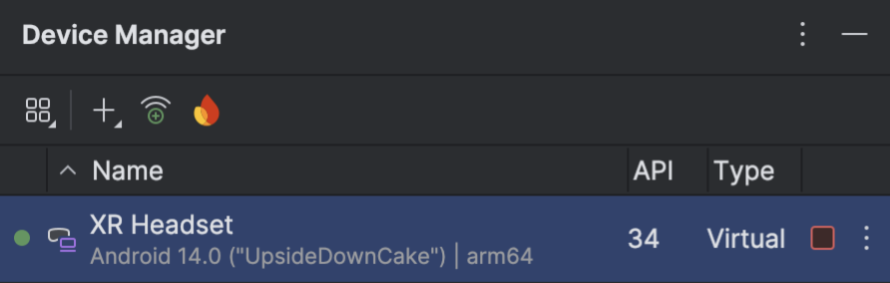 Android Studio 设备管理器界面
