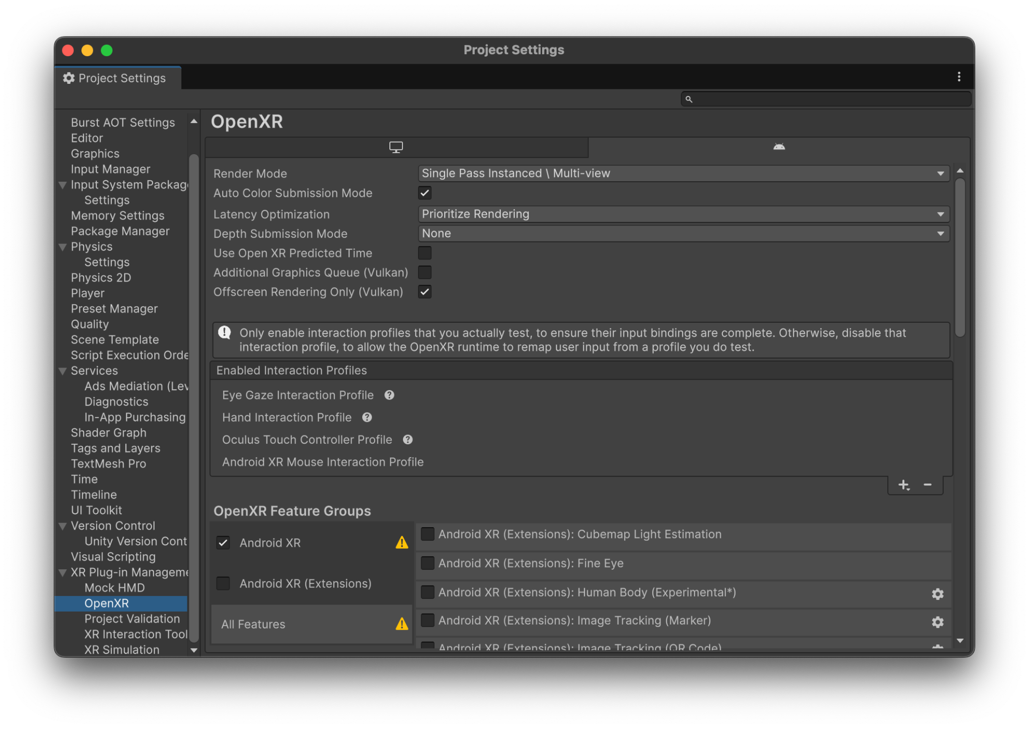 通过执行项目验证来解决所有未解决的 OpenXR 问题。