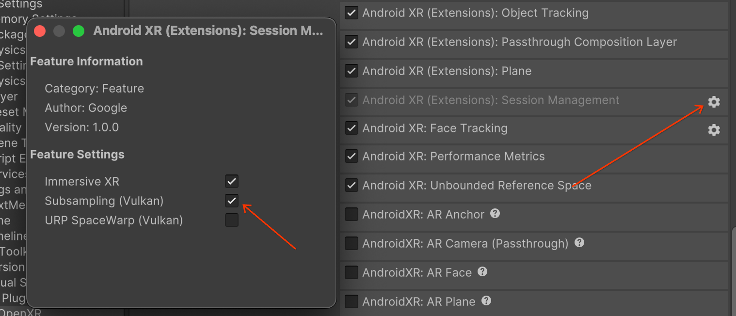 Configuración de Unity para el submuestreo de Vulkan