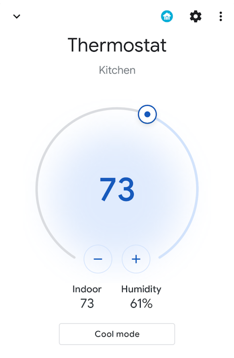Bild des geöffneten Widgets für den Temperaturbereich