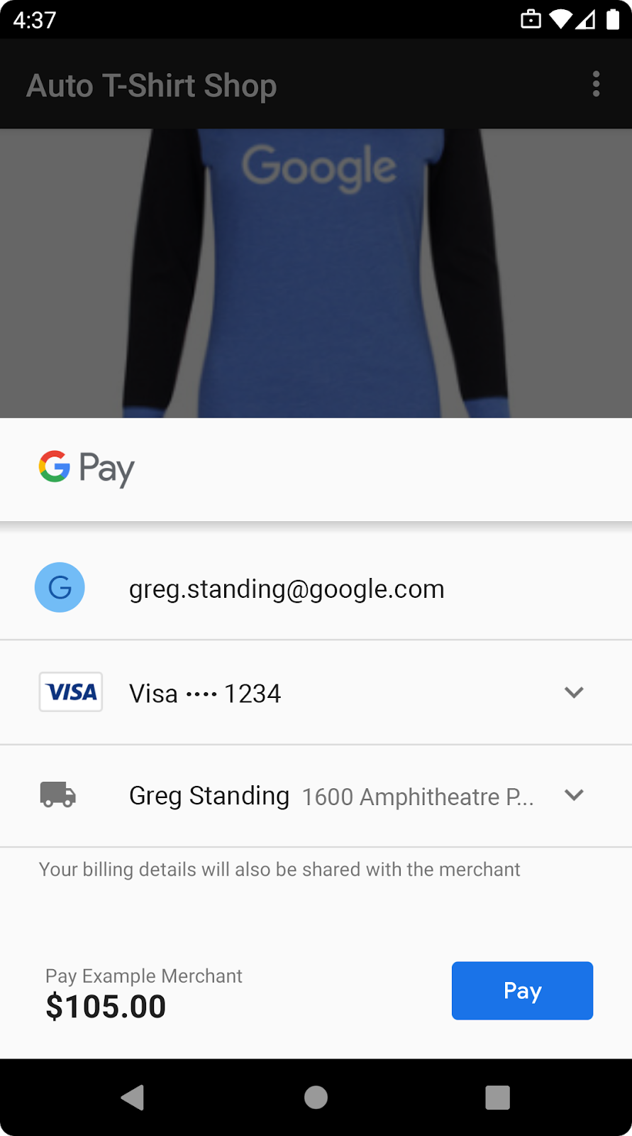 使用 Google Pay 销售实体商品或服务