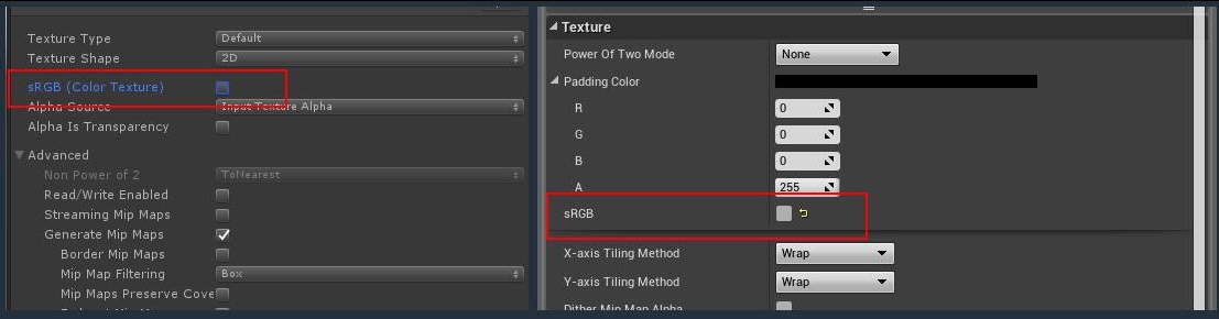 sRGB-Textureinstellungen in Unity und Unreal Engine 4