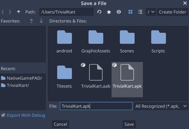 Export Save a File dialog