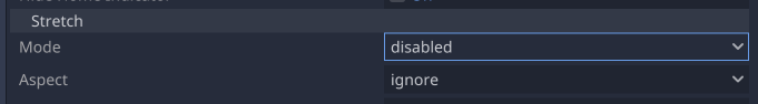 Paramètres d&#39;étirement du projet dans Godot