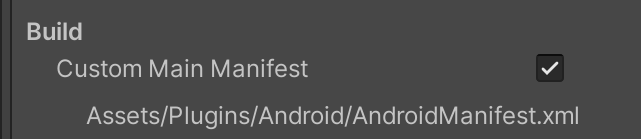 Gambar 3.Opsi Manifes Utama Kustom di setelan Unity Player.
