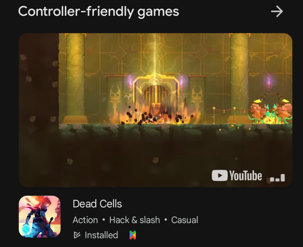 Google Play Pass 包含一个手动精选的控制器友好型部分。