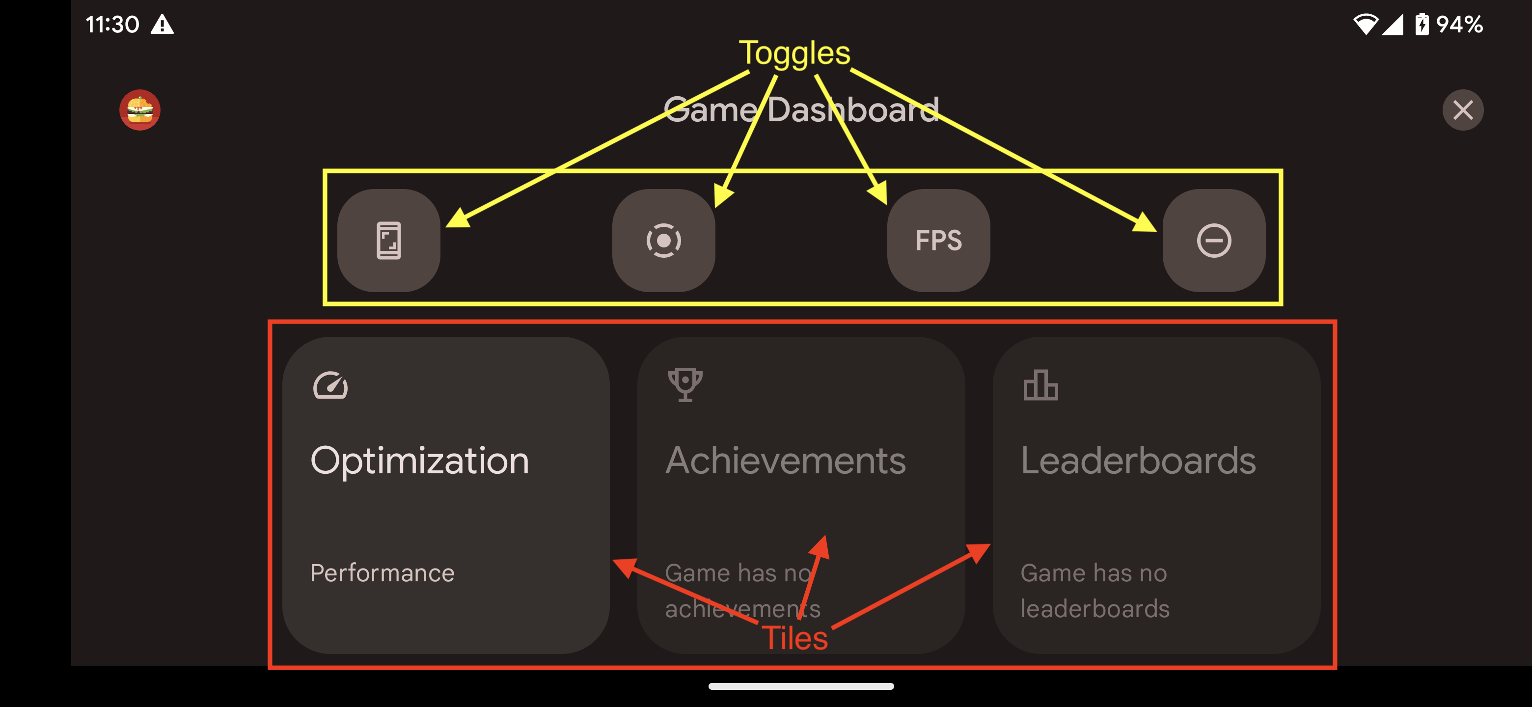 Dashboard-Overlay für Spiele