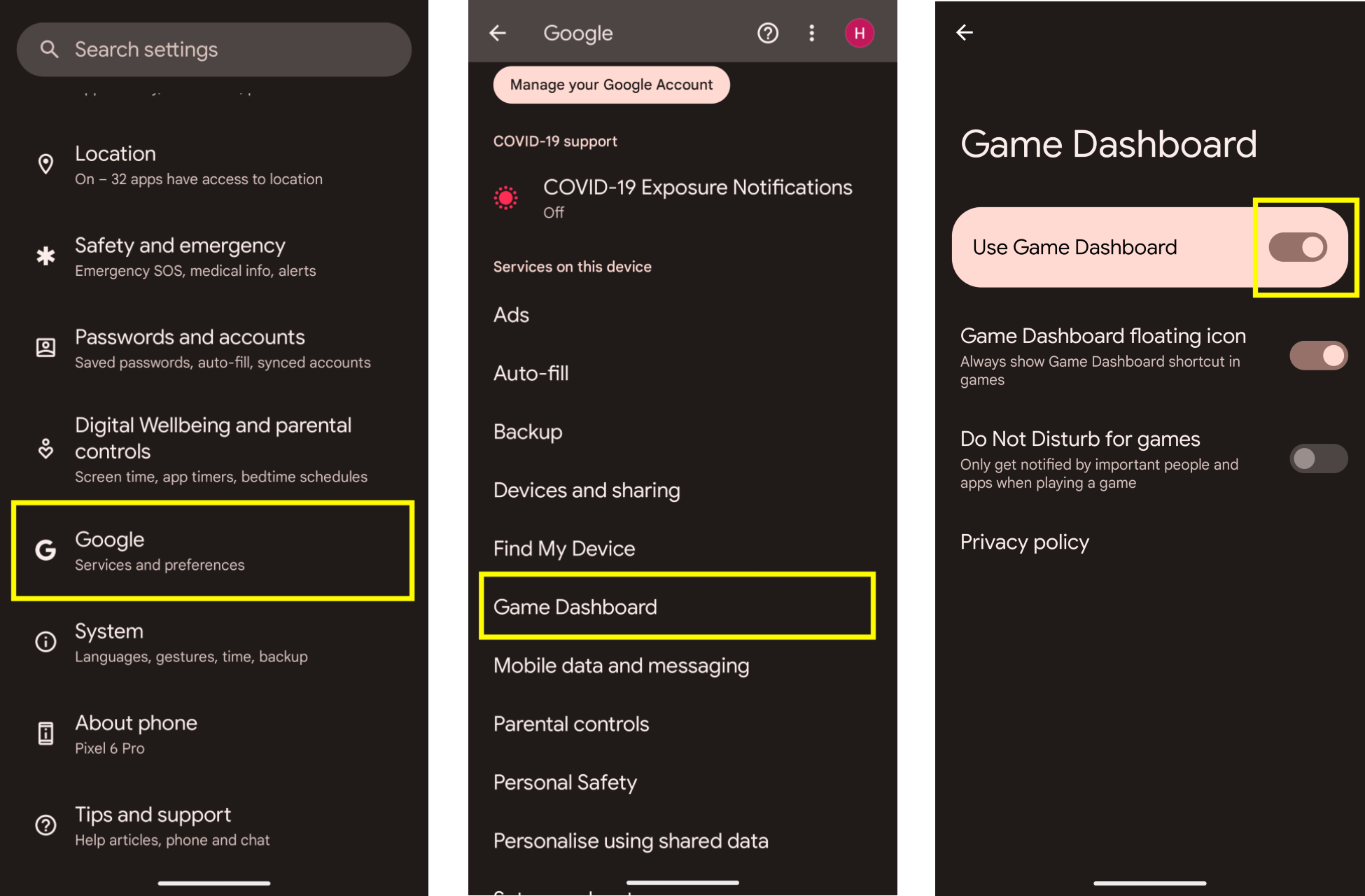 Game Dashboard Settings - Steps!