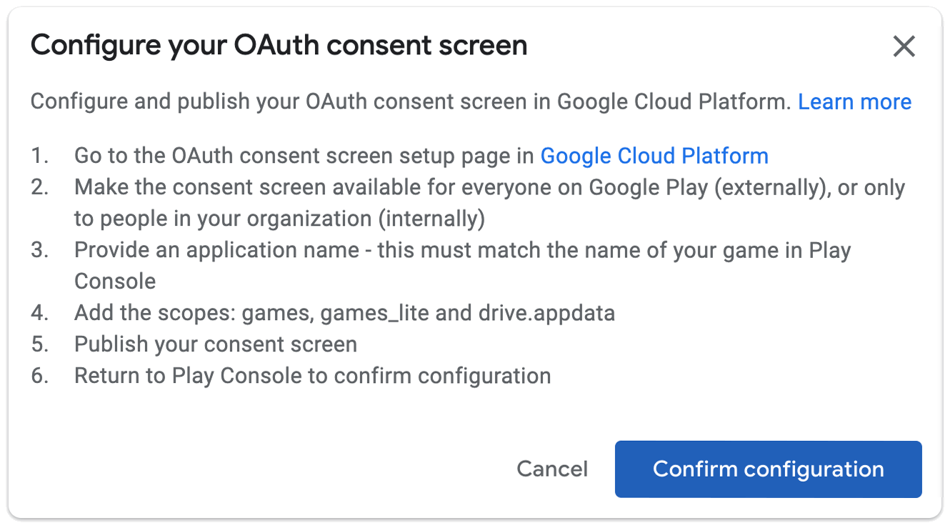 OAuth izin ekranınızı yapılandırmanız istenir.