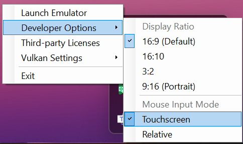 Capture d&#39;écran montrant le menu contextuel développé sur l&#39;icône de la barre des tâches HPE_Dev. L&#39;option de menu 