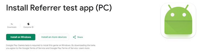 Contoh listingan Play Store untuk game di GPG di PC