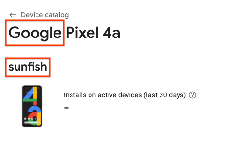 страница pixel 4a в каталоге устройств
